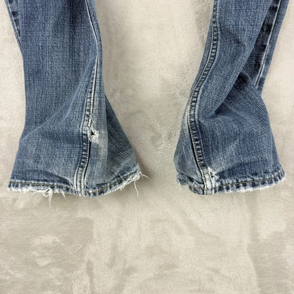 American Eagle Jeans Mens Meas 34x32.75 Blue Original Straight Grunge Distressed